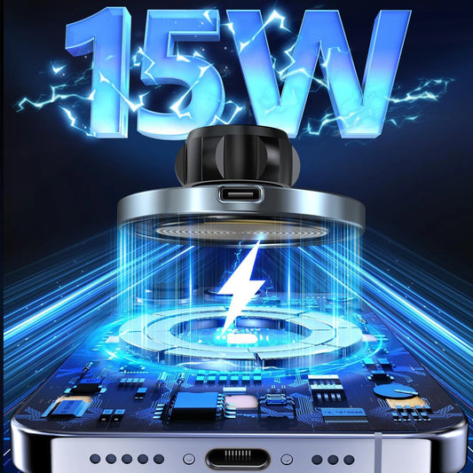 UYUXIO 15W Fast Charging Magnetic Wireless Car Charger Air Vent Car Mount Phone Holder for iPhone 17 16 15 14 13 Pro Max 12