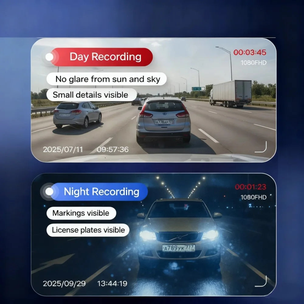 Dash Cam 5MP Car DVR Mini Camera Cars  Vehicle Recorder 3 Lenses Dashcam Video Front Rear Camera Night Vision Continuour Loop Vi