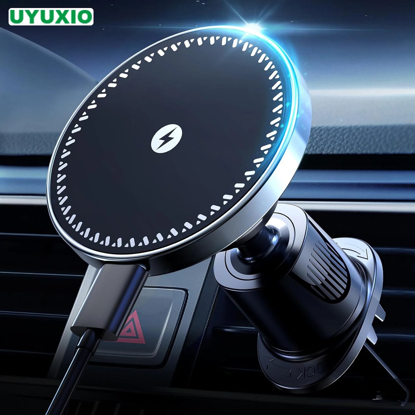 UYUXIO 15W Fast Charging Magnetic Wireless Car Charger Air Vent Car Mount Phone Holder for iPhone 17 16 15 14 13 Pro Max 12