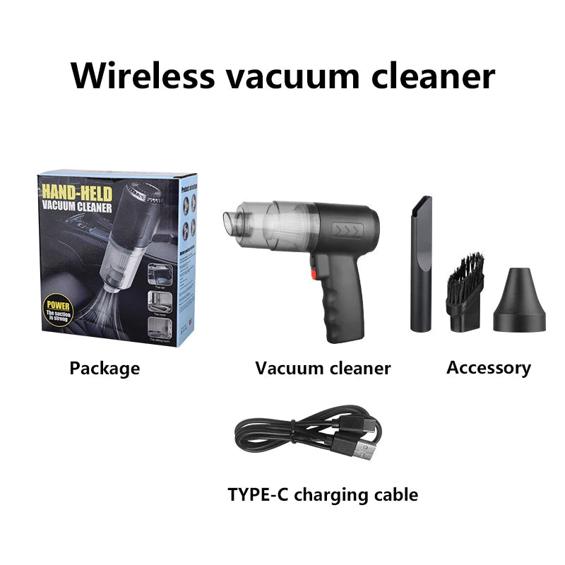 New 3000000PA Car Wireless Vacuum Cleaner 120W Powerful Portable Handheld For Home & Auto Lightweight Cordless Rechargeable